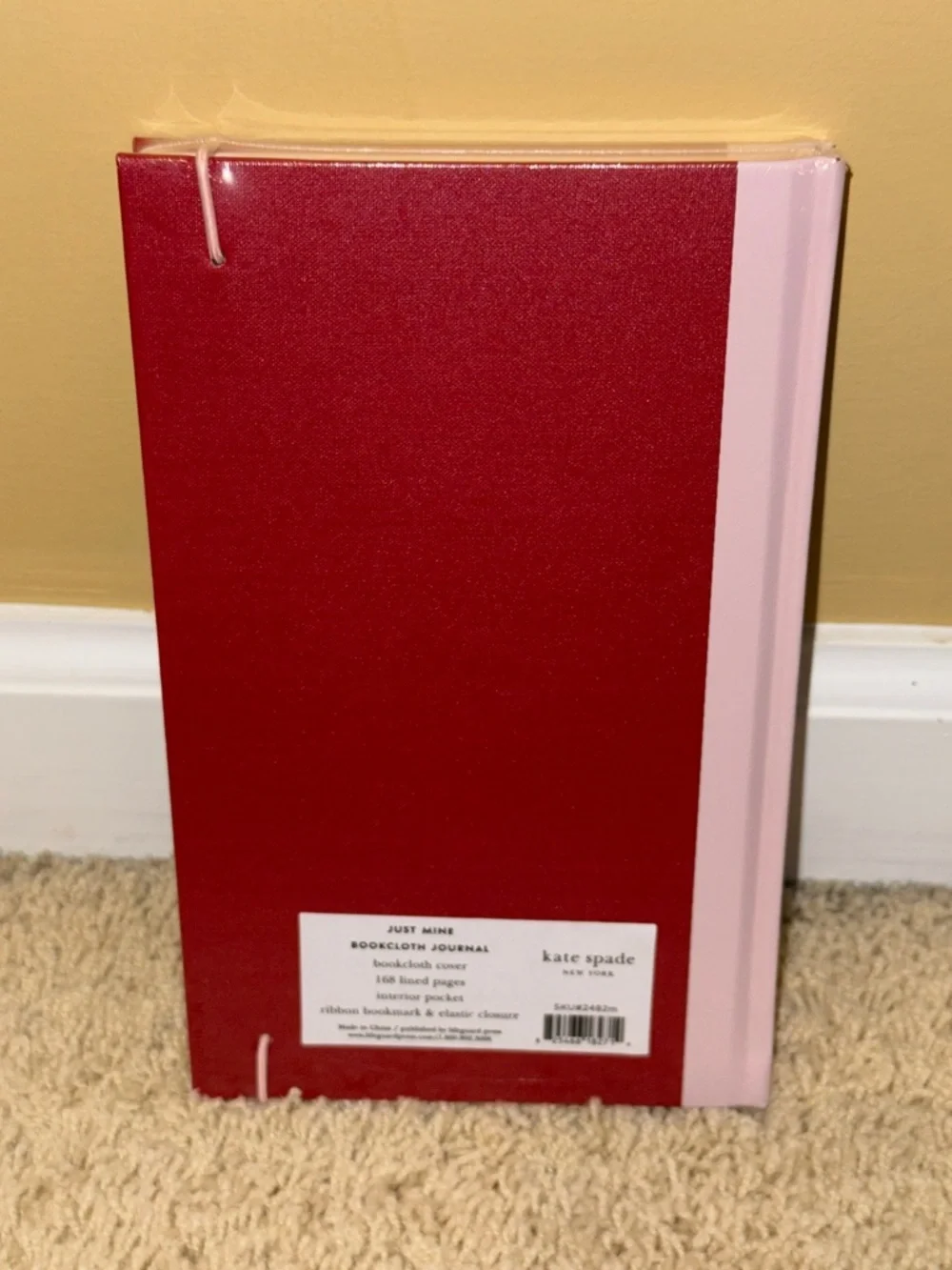 kate spade Red and Light Pink Hardcover Journal with Initial ‘m’